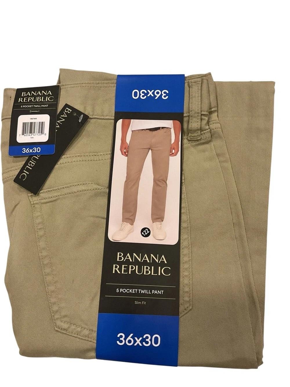 Banana Republic Mens 5 Pocket Twill Pant Slim Fit Tan Khaki 36x30 NWT